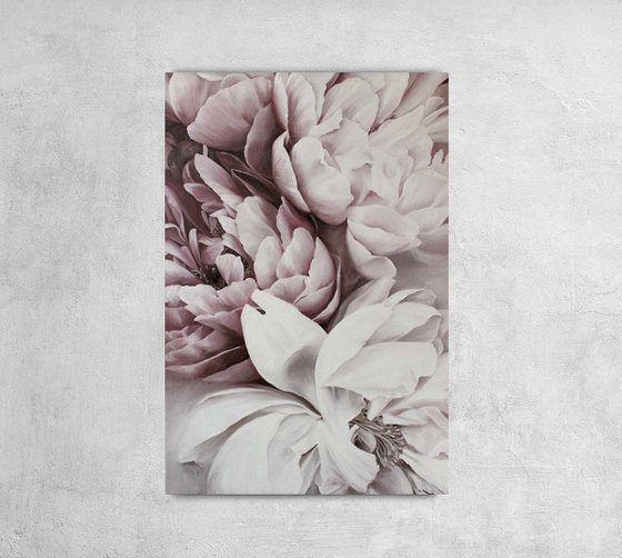 "Purple Peonies" Flowers purple pink art