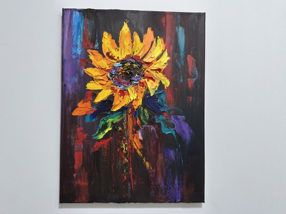 Sunflowers black background