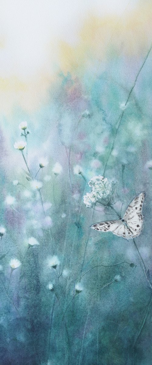 Morning Meadow - Summer Landsc by Olga Beliaeva Watercolour