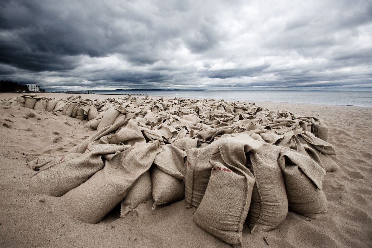 Sandbags on Portobello Beach, edition 3 of 5 by Douglas Kurn