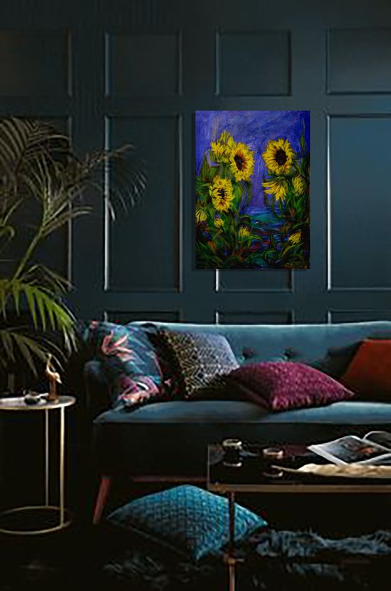 Sunflowers at Dusk