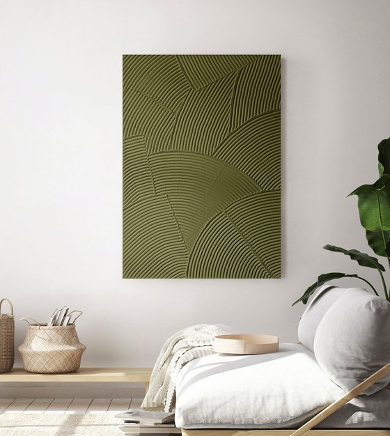 "Field 3" Green abstract high textured art