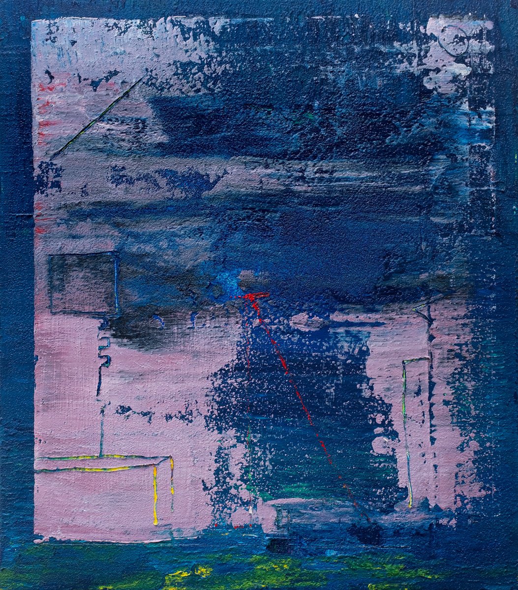 Abstract Landscape Acrylic Painting By Bohdan Svyrydov, 14 X 16, Summer Rain, Original Artwork