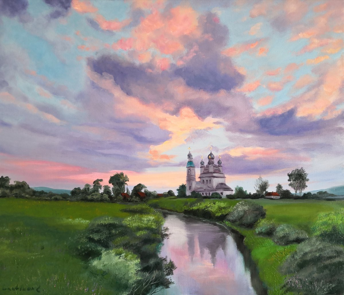 Endless sky landscape with Pink and purple clouds by Jane Lantsman