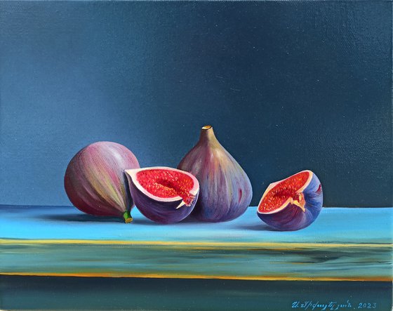 Still life - fig (24x30cm, oil painting, ready to hang)