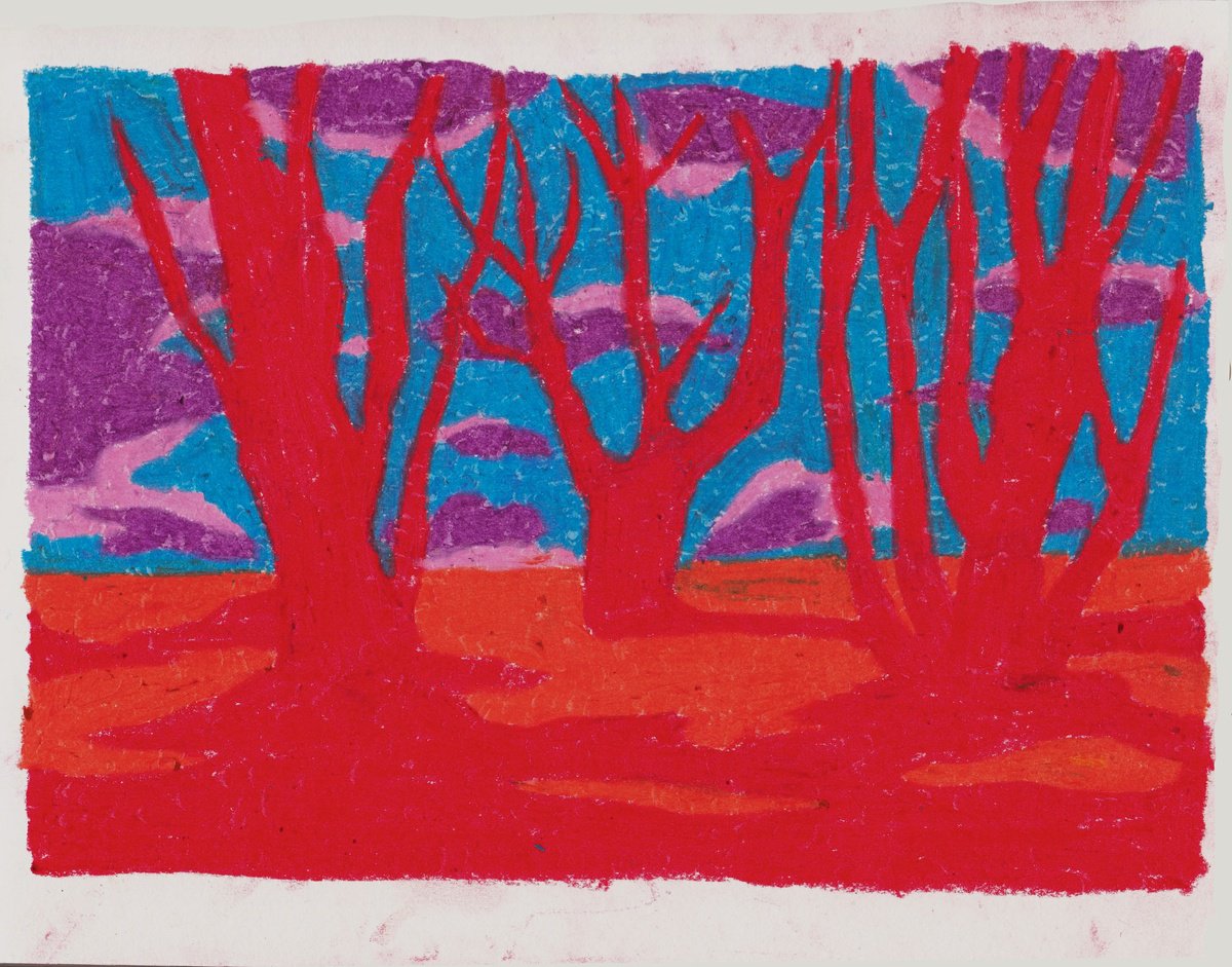 Organic Landscape Pastel Drawing By Ewen Farr, 12 X 9, Jog, Original Artwork