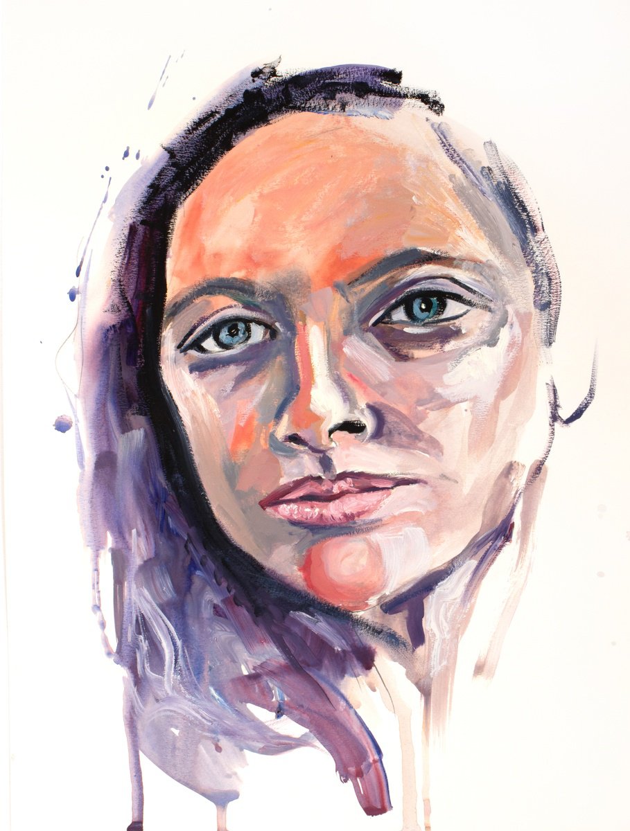 Expressive Portrait Oil Painting By Elizabeth Becker, 18 X 24, Haven No. 2, Original Artwork