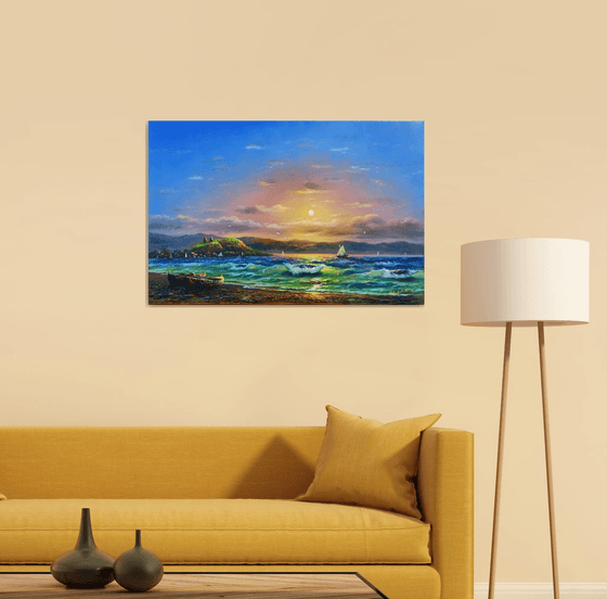 Lake Sevan (60x90cm, oil painting)
