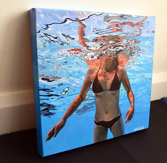 Underneath XV - Miniature swimming painting