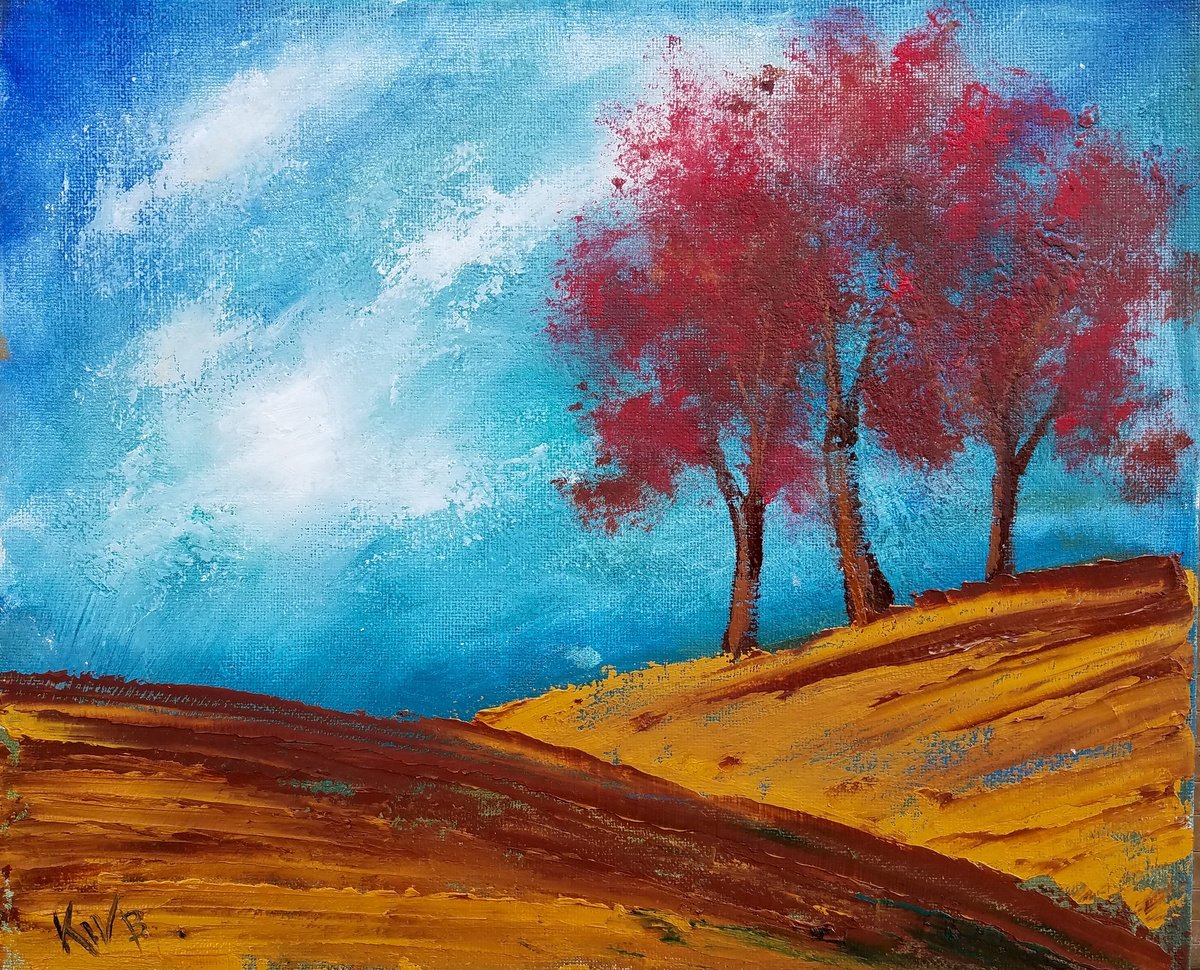 Impressionistic Landscape Oil Painting By Kevin Blake, 12 X 10", Listen To The Trees, Original Artwork
