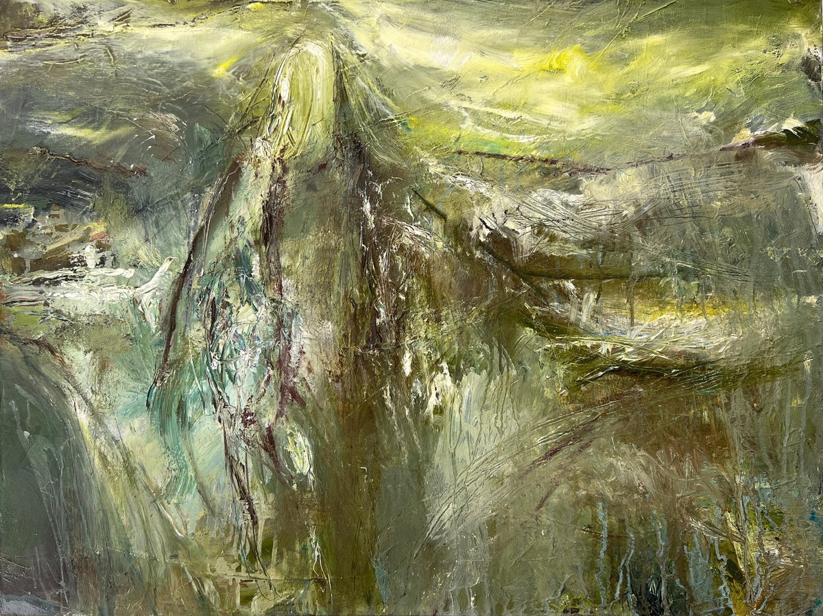 Abstract Landscape Oil Painting By Zakhar Shevchuk, 31 X 24", The Philosopher, Original Artwork