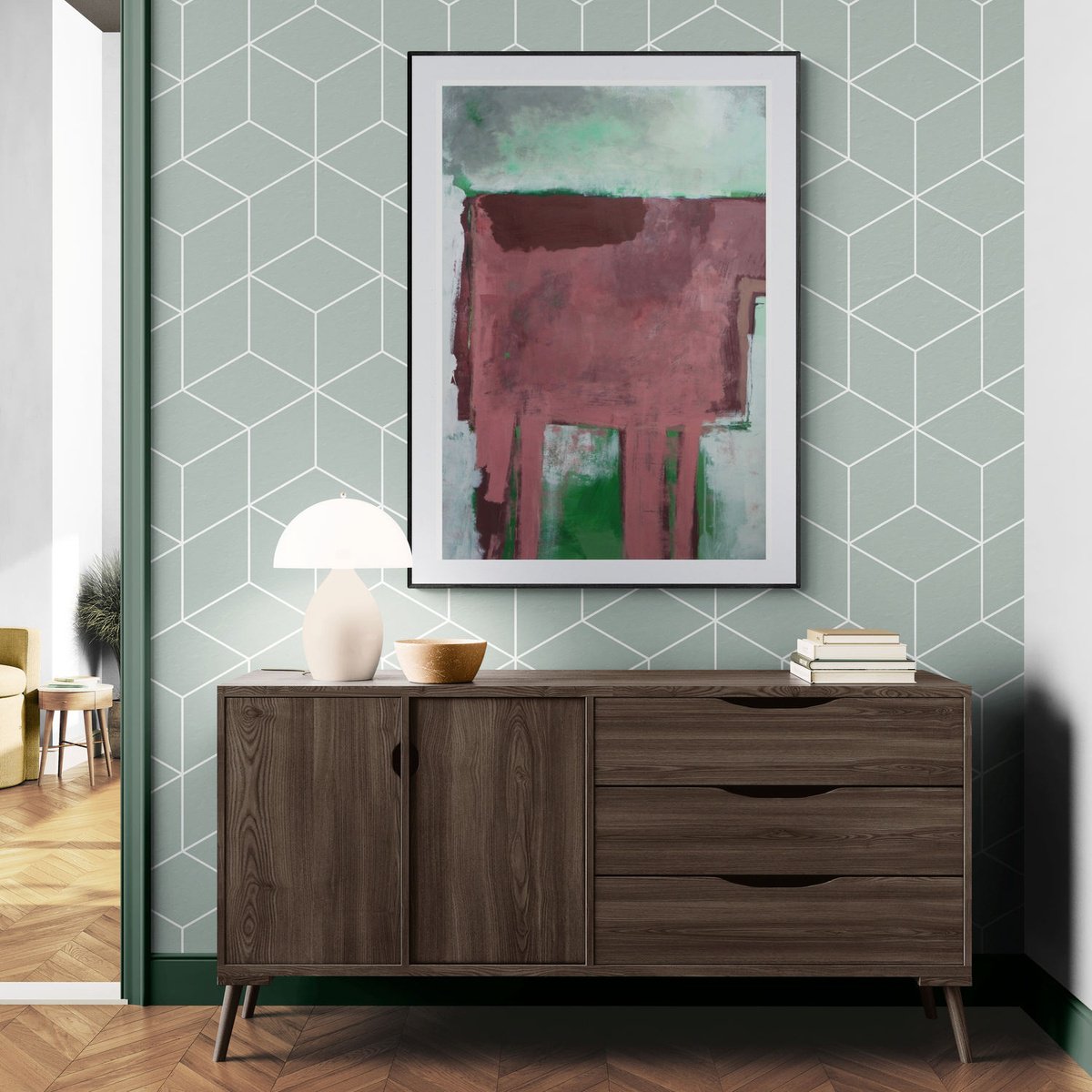 Geometric Abstract Acrylic Painting By Daniela Schweinsberg, 28 X 39, Still Life 1, Original Artwork