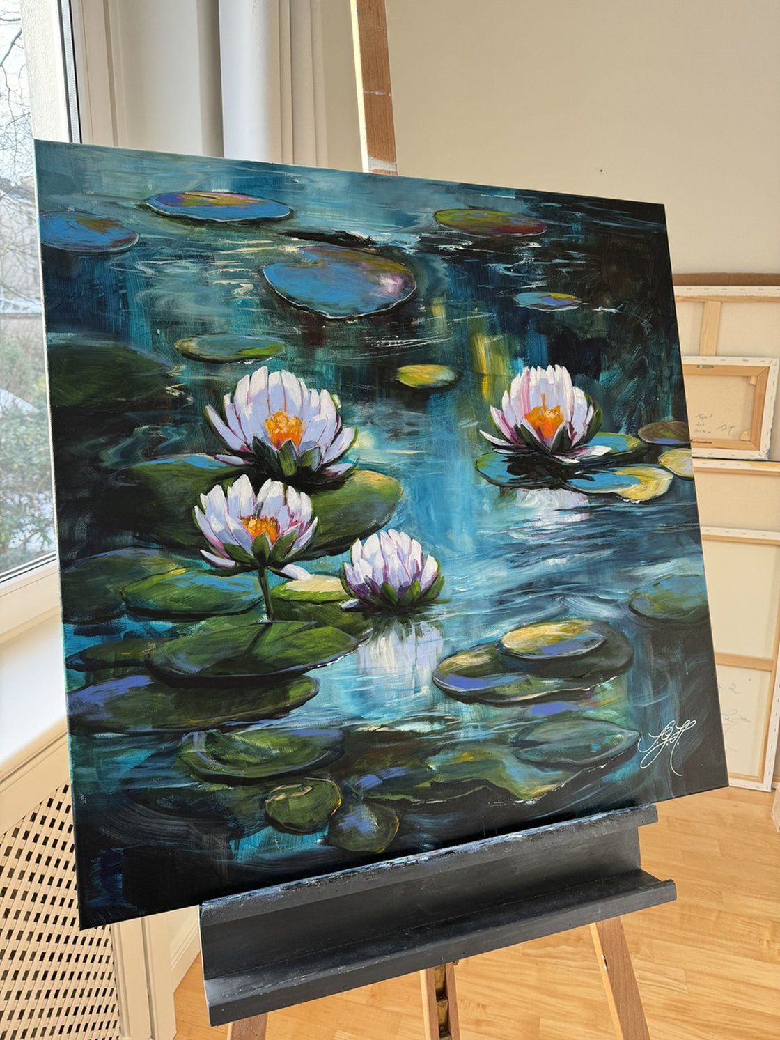 Original Acrylic Painting - My Love for Water Lilies 6 by Sandra