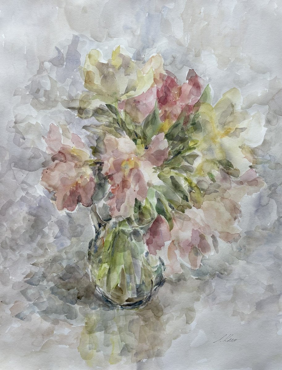 Impressionistic Watercolour , Tulips 19,7X25,6 In By Elena Klyan, 20 X 26, Artwork For Sale On Artfinder