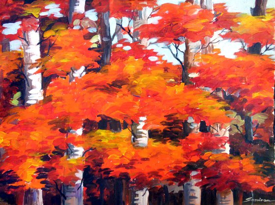 Beauty of Autumn Forest-Acrylic on Canvas painting