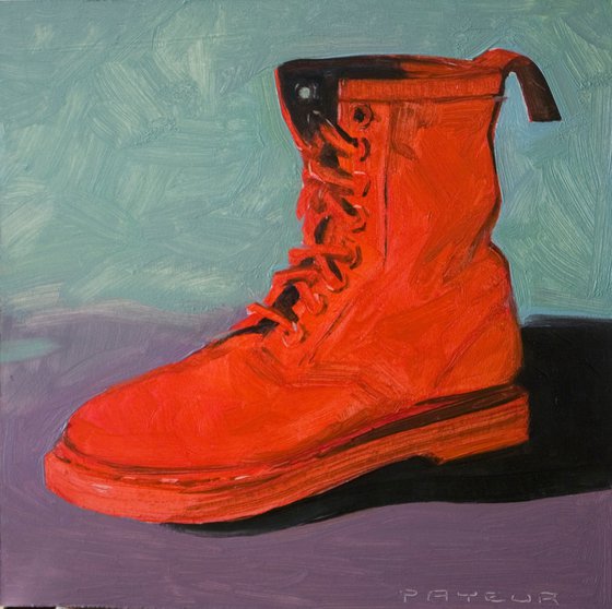 red doc martens shoe