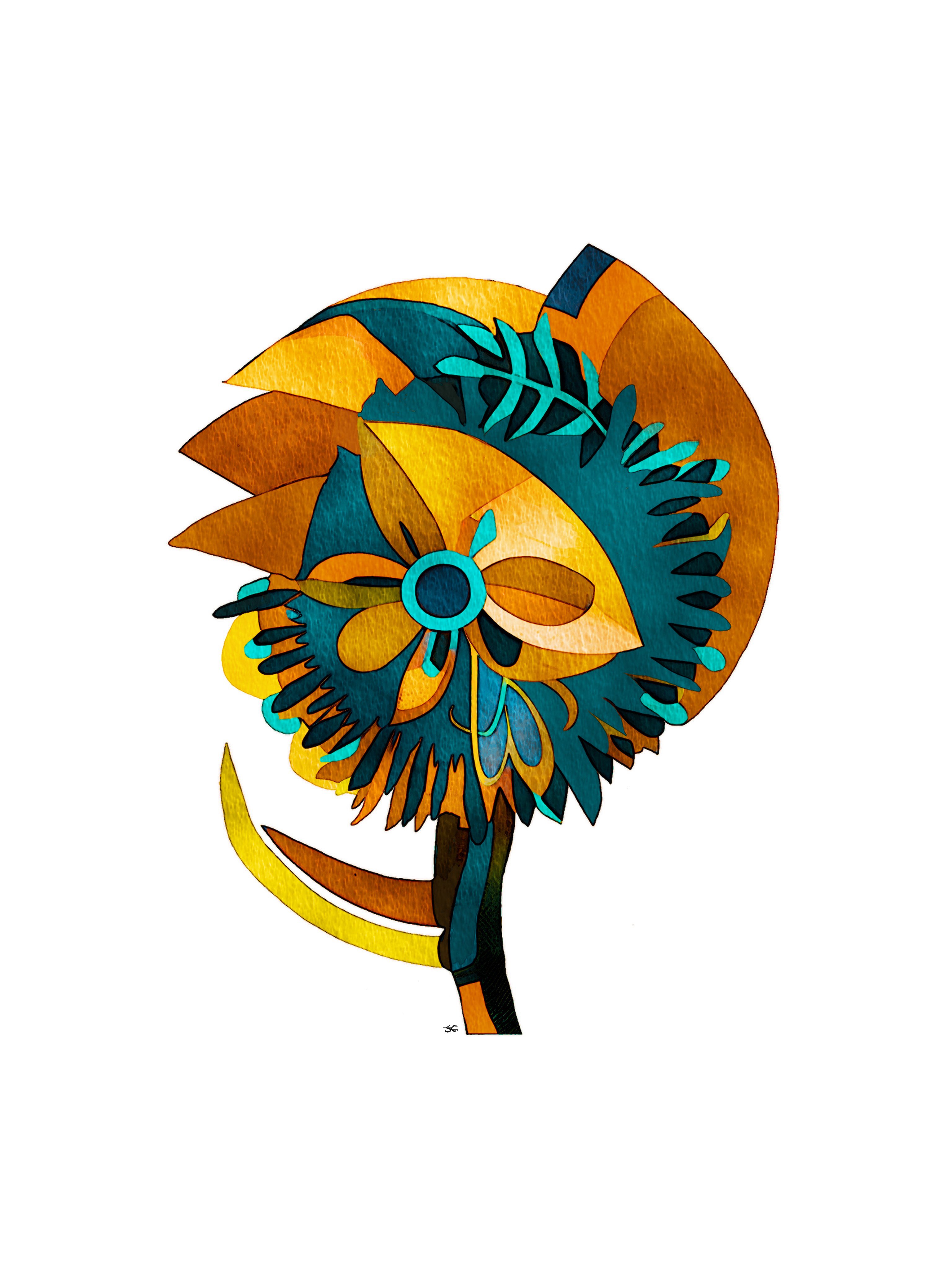 Abstract Botanical Giclee Print By Carla Sa Fernandes, 12 X 17, Bb1.S3, Original Artwork