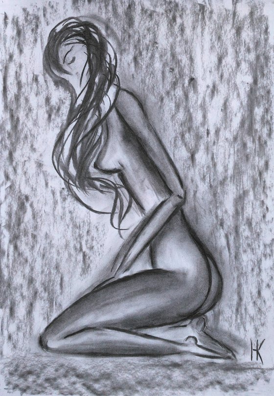 Woman Nude Charcoal Art