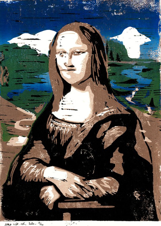 Mona Lisa - Linoprint inspired by da Vinci