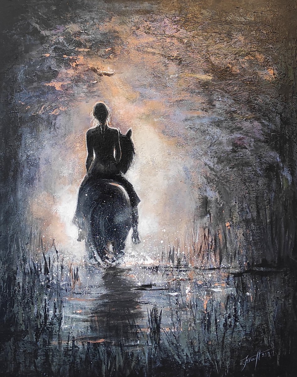 Romeo and Julia II. Original acrylic painting , large format 80x100x3cm. by Elena Kraft