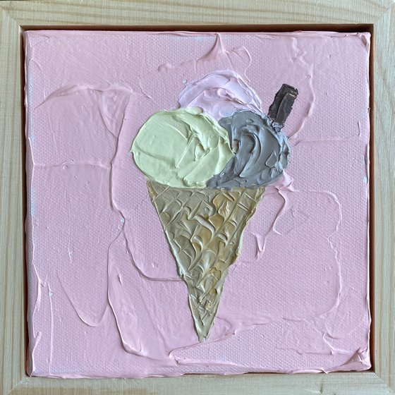 Ice cream on pink (framed)