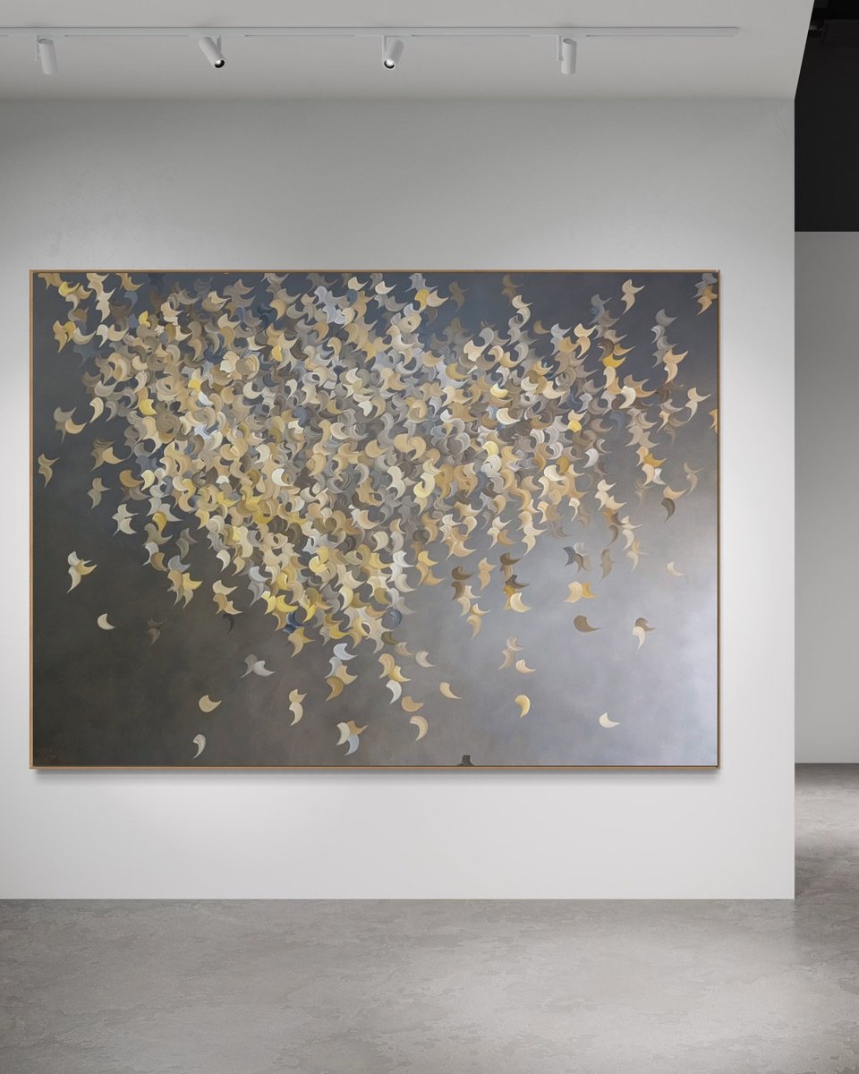 Abstract Acrylic Painting By Gabriela Azar Schreiner, 98 X 71, Night Forest, Original Artwork