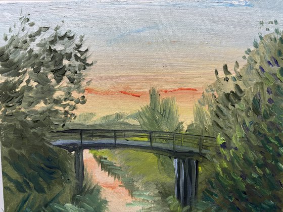 Small bridge at sunset