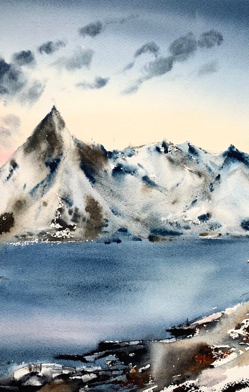 Red house in the fjords by Eugenia Gorbacheva