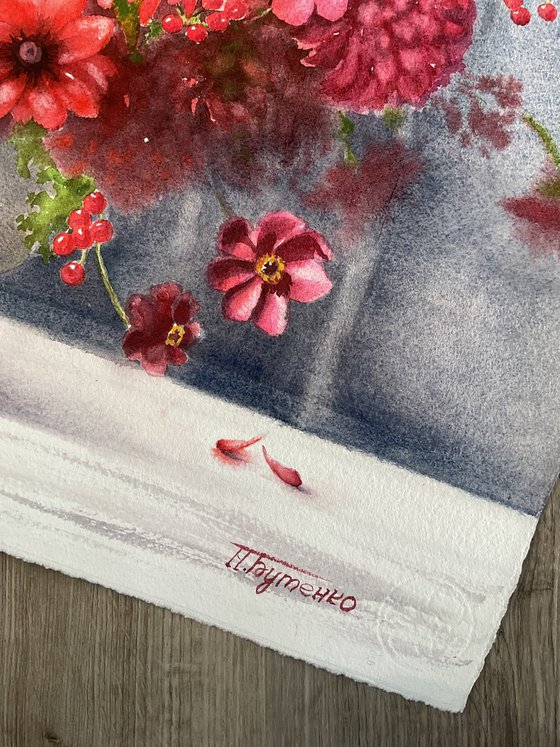A Bouquet of red flowers, original art