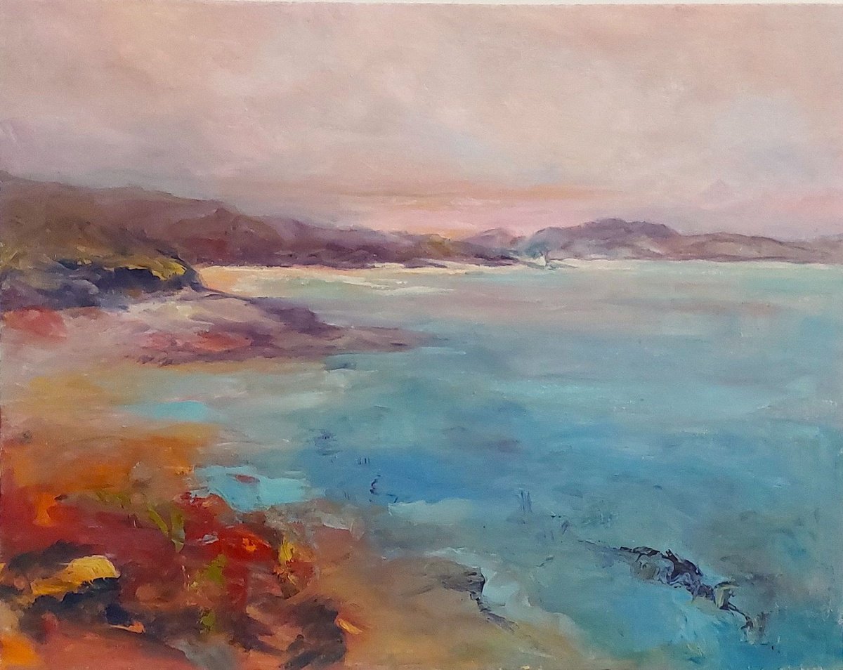 Expressive Landscape Oil Painting By Philippa Headley, 27 X 24", Dreamy Landscape, Original Artwork