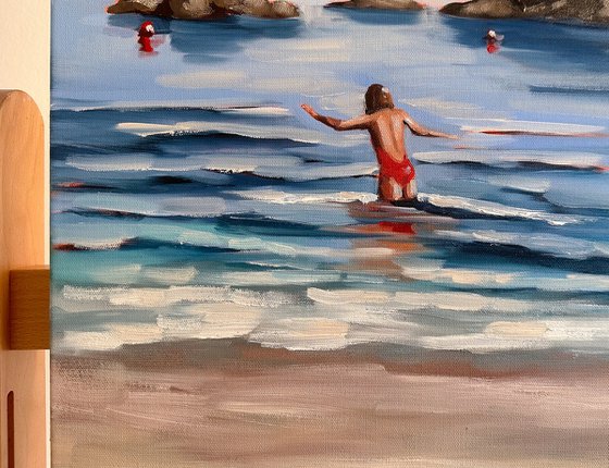 Swimming in Ocean Waves