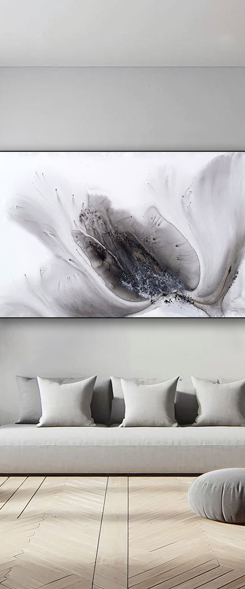Nature 575 — Abstract Monochrome Surge by Muriel Napoli