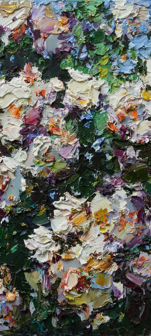Summer roses Impasto Original oil painting by Anastasiia Valiulina