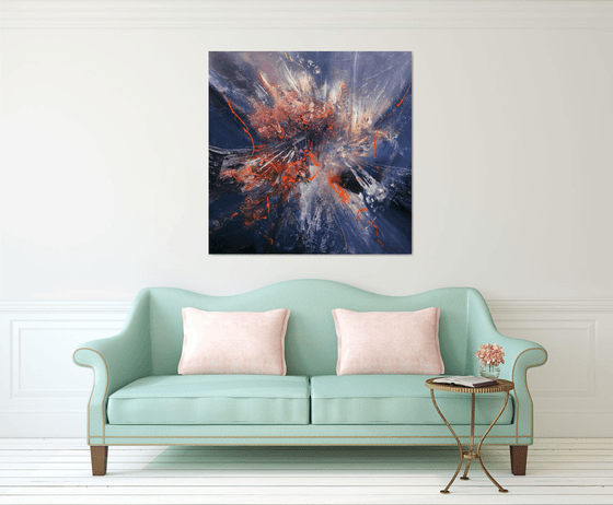 Large scale 120x120cm stunning enigmatic beautiful colors fantastic painting flying dreams by O KLOSKA