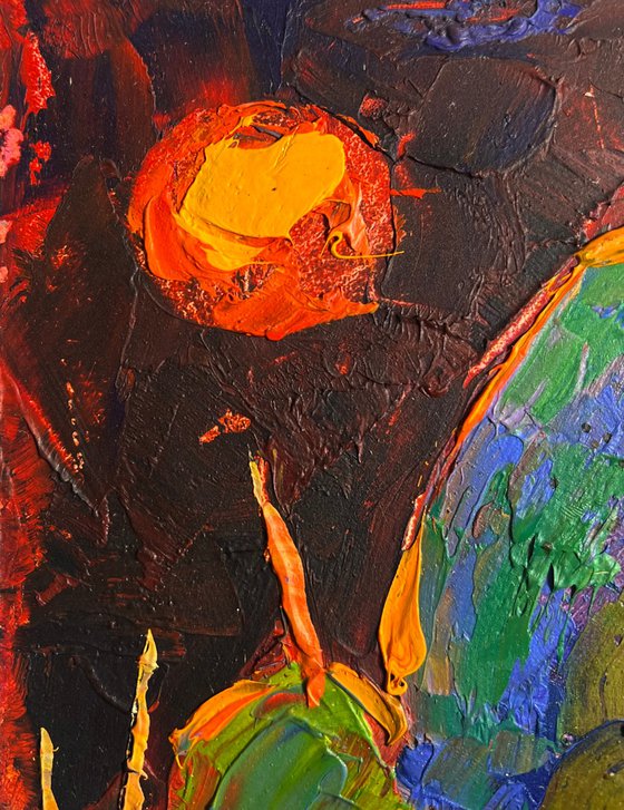 Yellow moon in the field