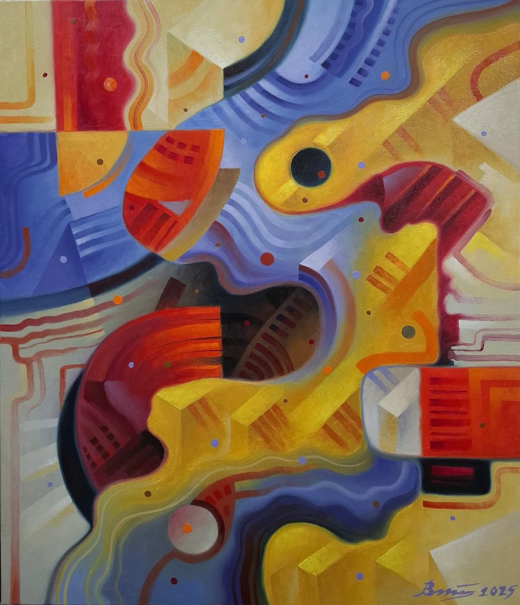 Abstract Oil Painting By Serhii Voichenko, 24 X 27", Yin Yang, Original Artwork