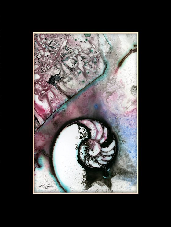 Secrets From The Deep 3 -  Mixed Media Nautilus Shell Painting by Kathy Morton Stanion