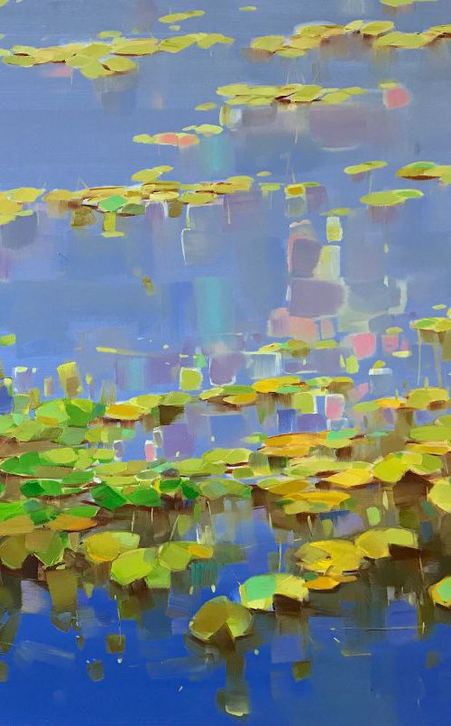 Waterlilies, Large Original oil Painting, Impressionism, Handmade artwork, One of a Kind by Vahe Yeremyan
