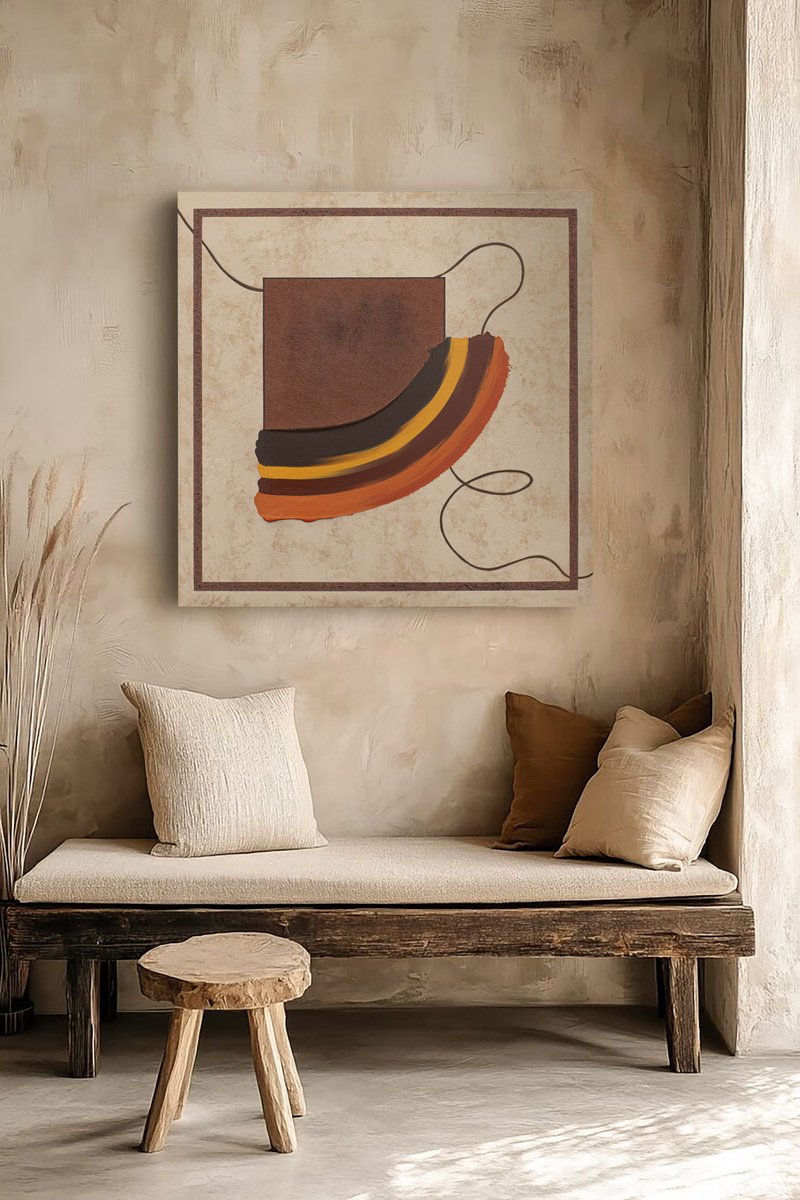 Geometric Abstract Acrylic Painting By Cristina Simeoni, 40 X 40, Scent Of Coffee, Original Artwork