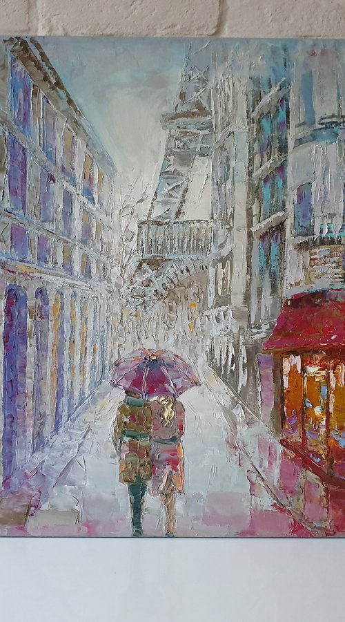 Paris under umbrella by Mary Voloshyna