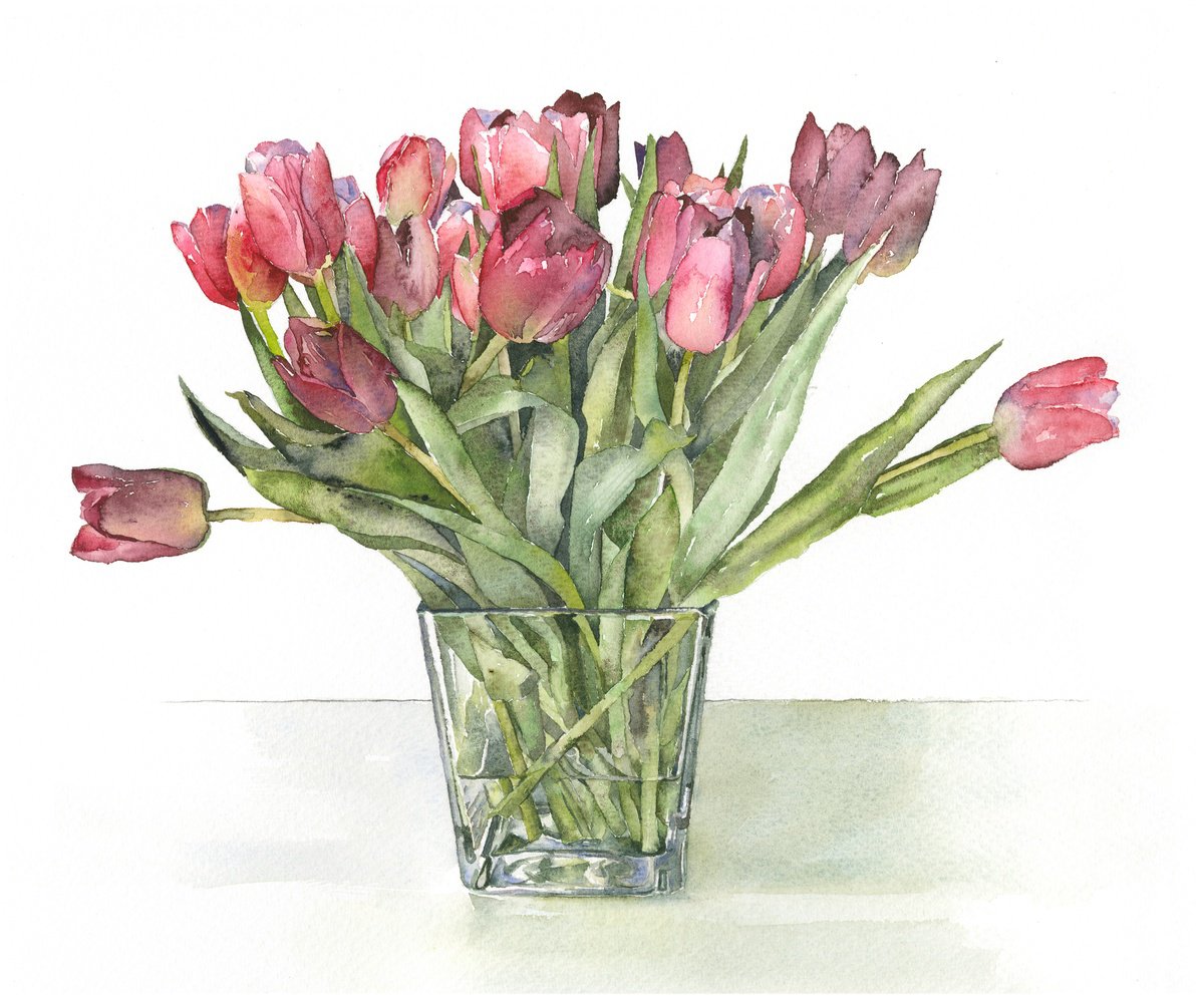 Tulips in Glass by Vivienne Cawson