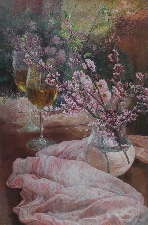 Still life  flowers in vase (53x81cm, oil painting, ready to hang)