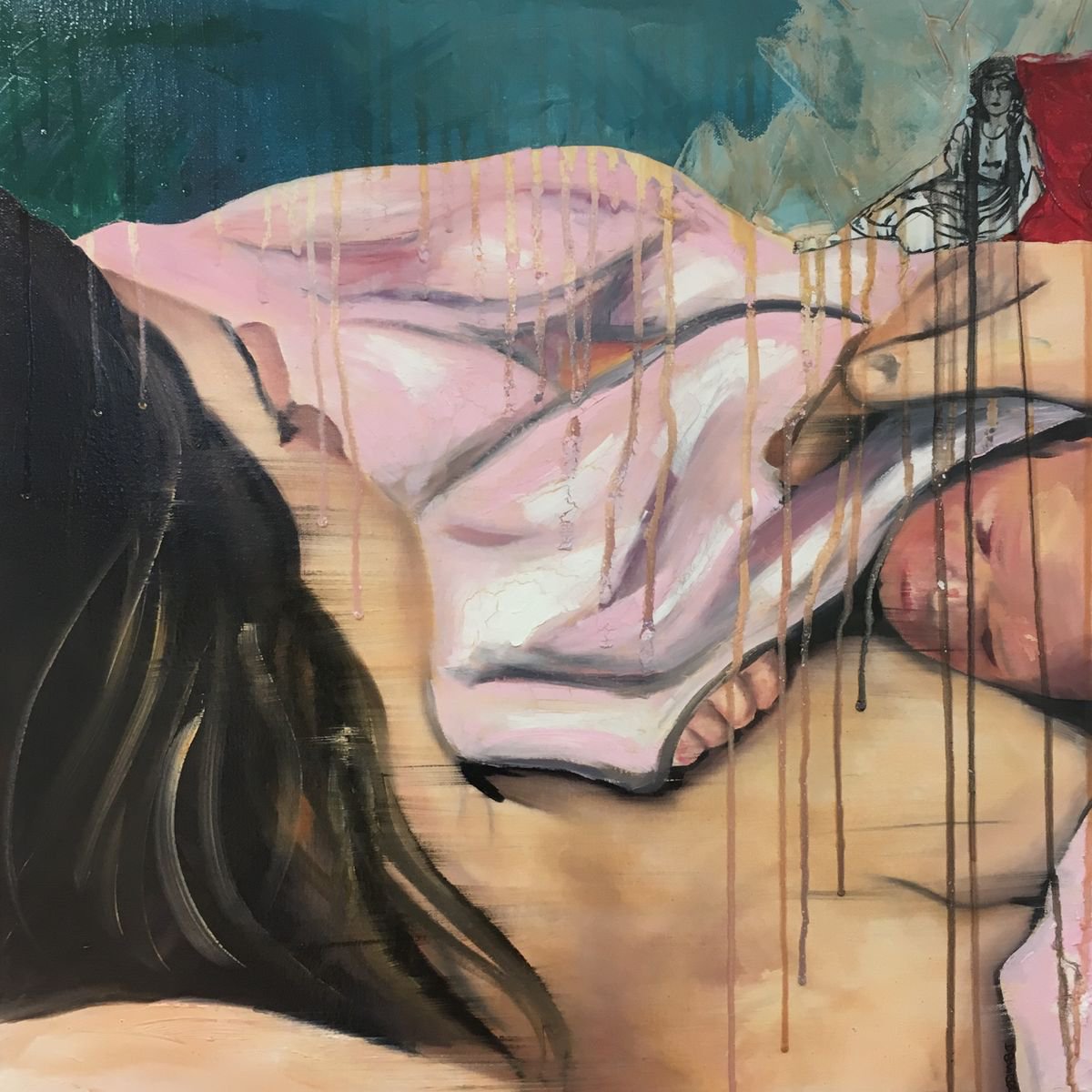 Expressive Portrait Oil Painting By Dianne Bowell, 24 X 24, Mother And Child, Birth-Day, Original Artwork