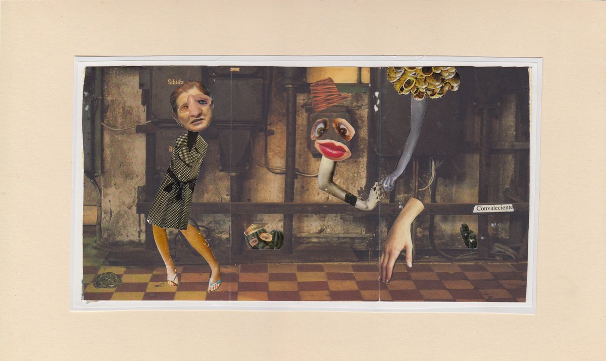 Portrait Collage By Jon Garbet, 15 X 9, Convaleciente, Original Artwork