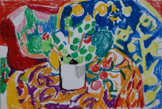 Still life , oil pastel  / 23 x 15.6 cm