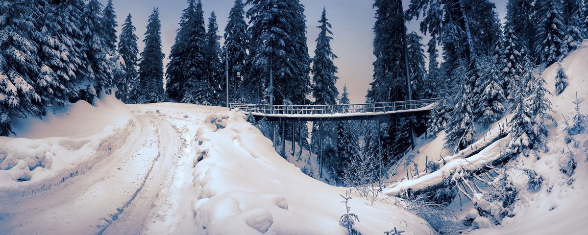 Photorealistic Landscape Photograph By Valerix, 59 X 24", On The Mountain Road., Original Artwork