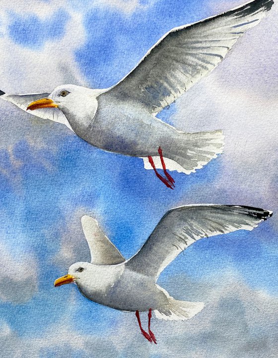 Seagulls in Flight