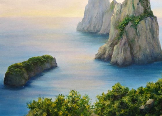 Calm morning - seascape painting, sinrise painting