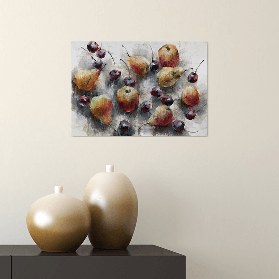 Summer fruits. One of a kind, original painting, handmad work, gift.