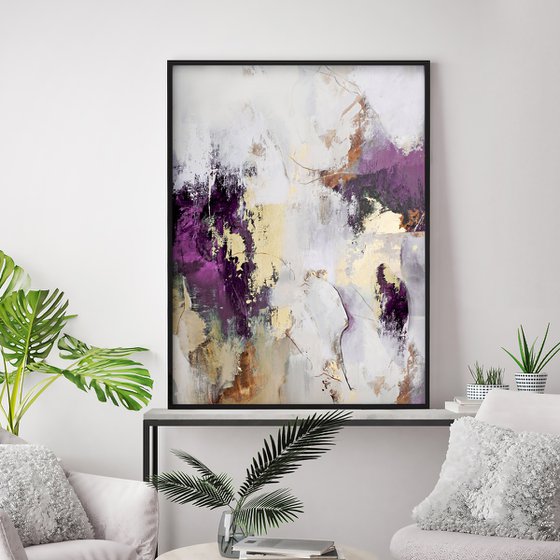 "Pink Flow 2" Purple gold abstract art